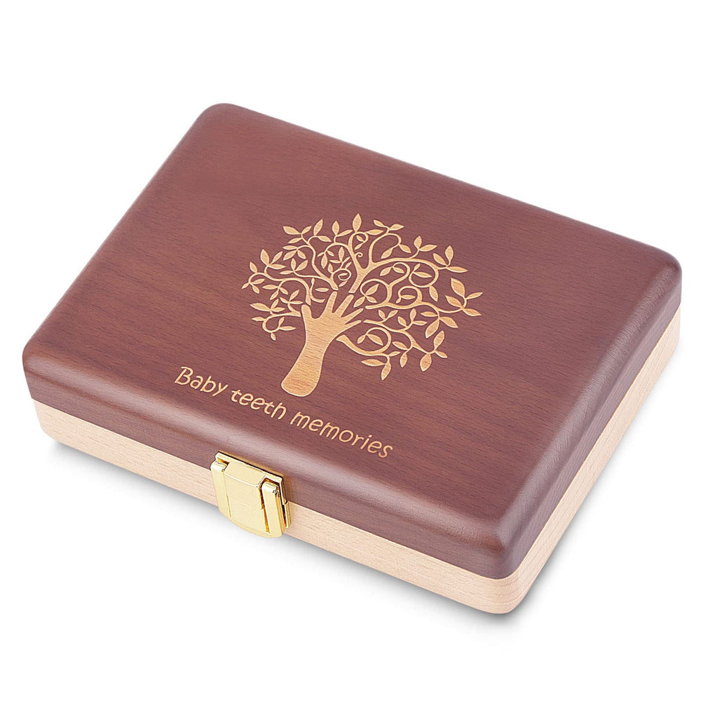 Yukidoke baby teeth box close-up shows handcrafted wooden finish for timeless keepsakes.