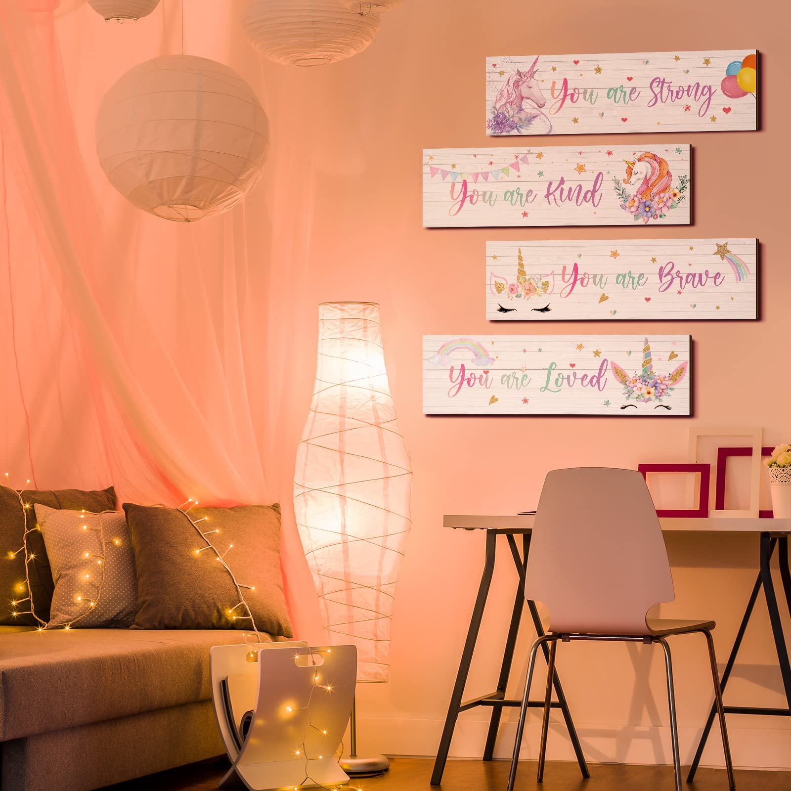 Yulejo rainbow wall decor with triangular hooks offers easy hanging in any room.