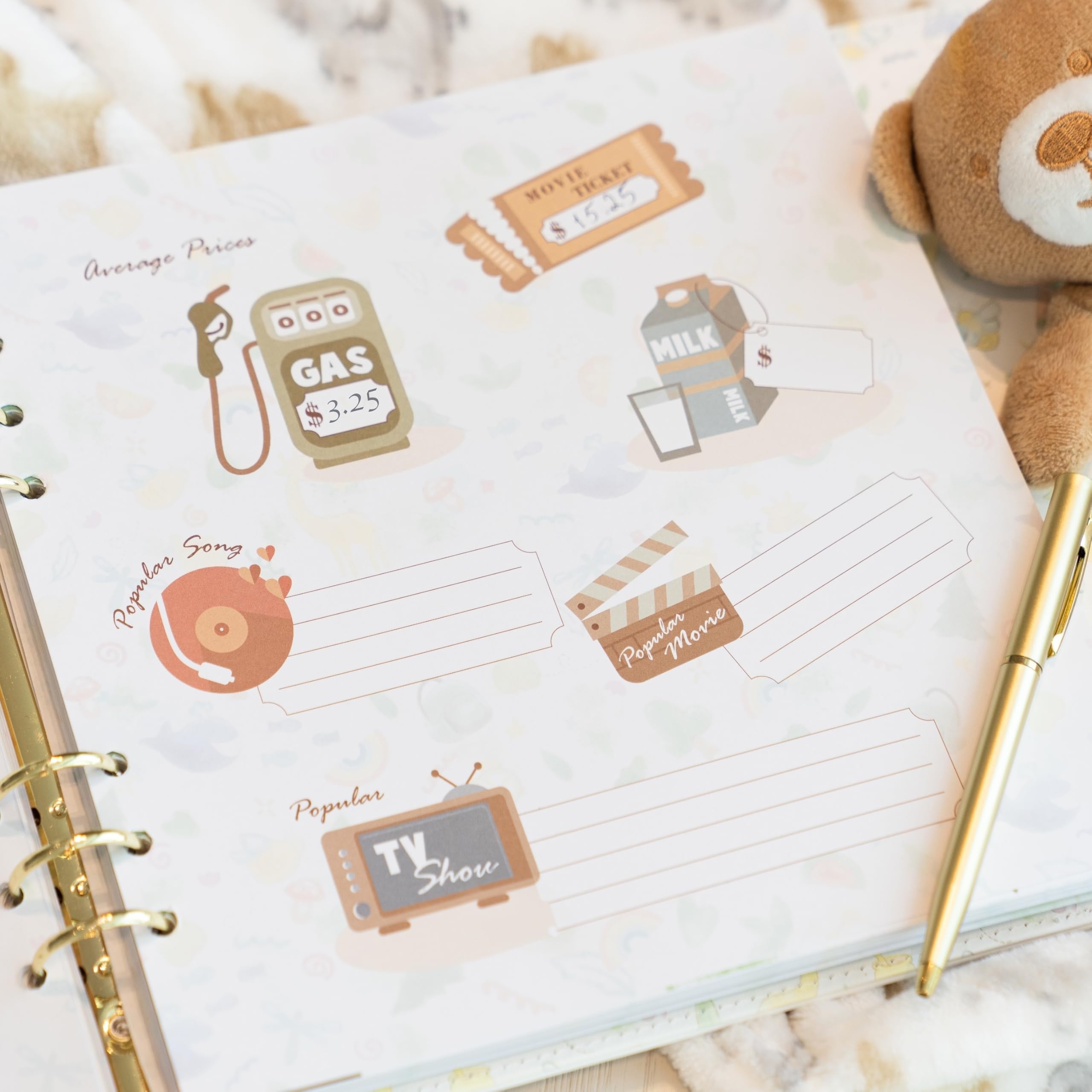 Yulka Crafts baby memory book inside pages offer space for notes and photos