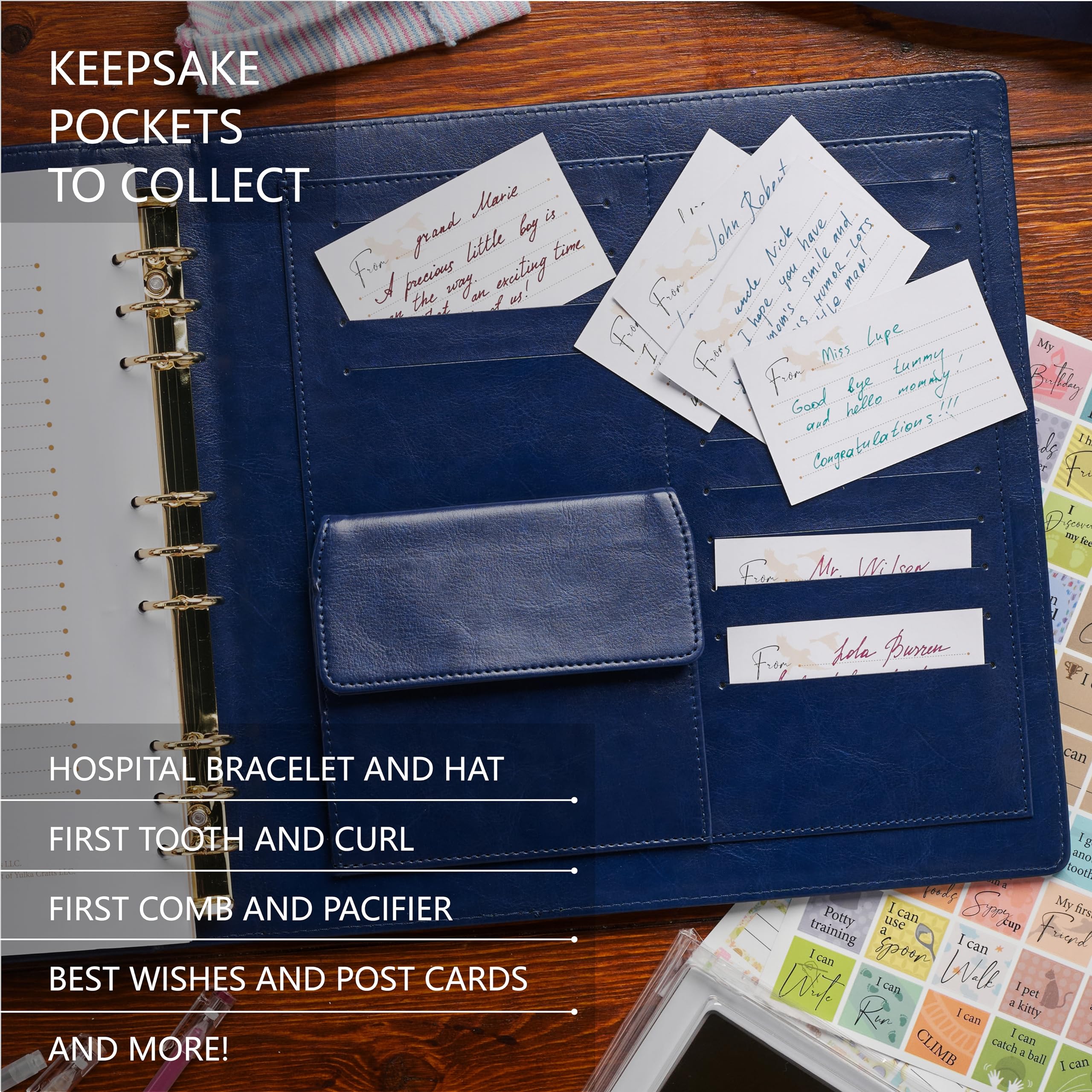 Yulka Crafts deep keepsake pocket holding a hospital bracelet and tiny mementos