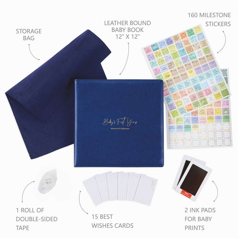 Yulka Crafts leather-bound memory album with open rings for easy milestone additions