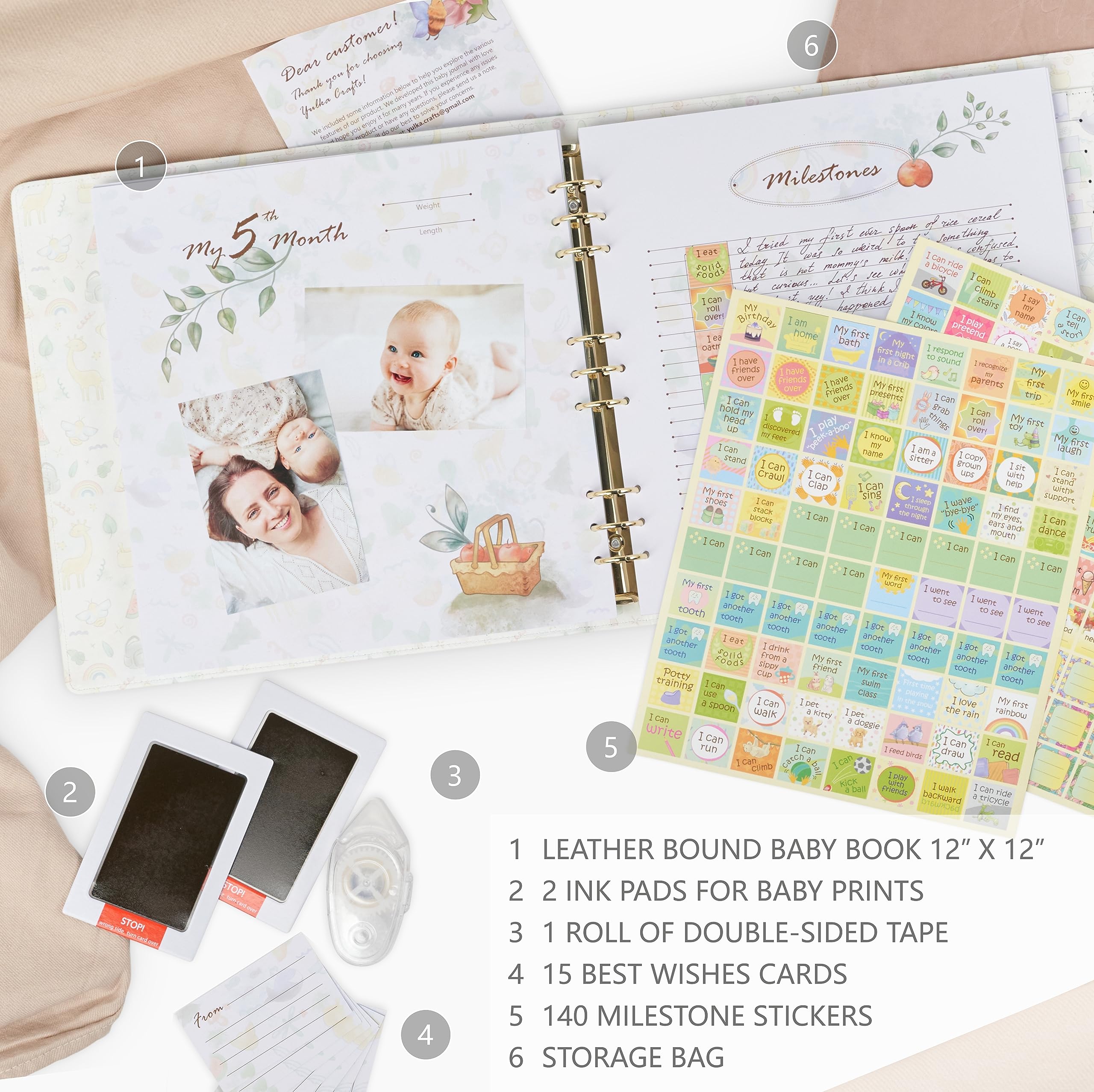 Yulka Crafts loose-leaf rings allow adding drawings and certificates for easy customization.