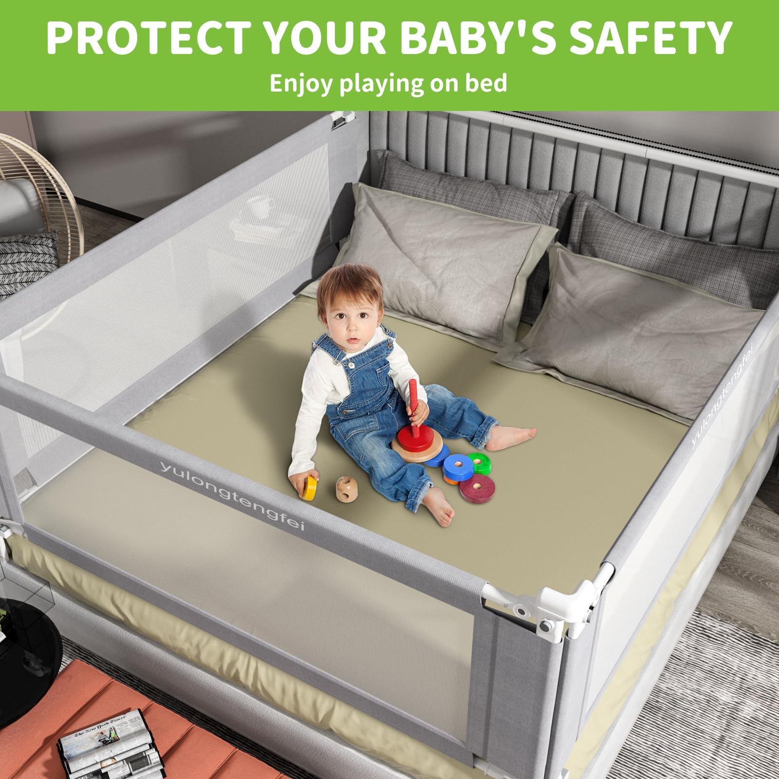 yulongtengfei sturdy connectors on bed rail ensure stable overnight safety for kids