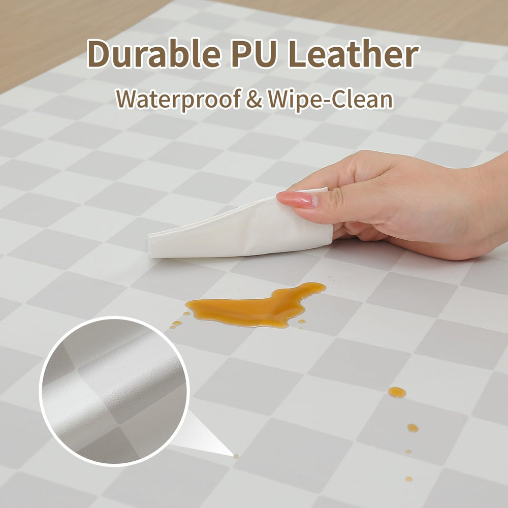Yumiio vegan leather mat cushion detail shows soft, comfy surface for crawling.