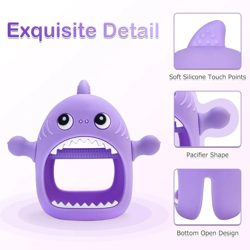 Yummy Baby silicone teether mitten shows BPA-free, dishwasher-safe design