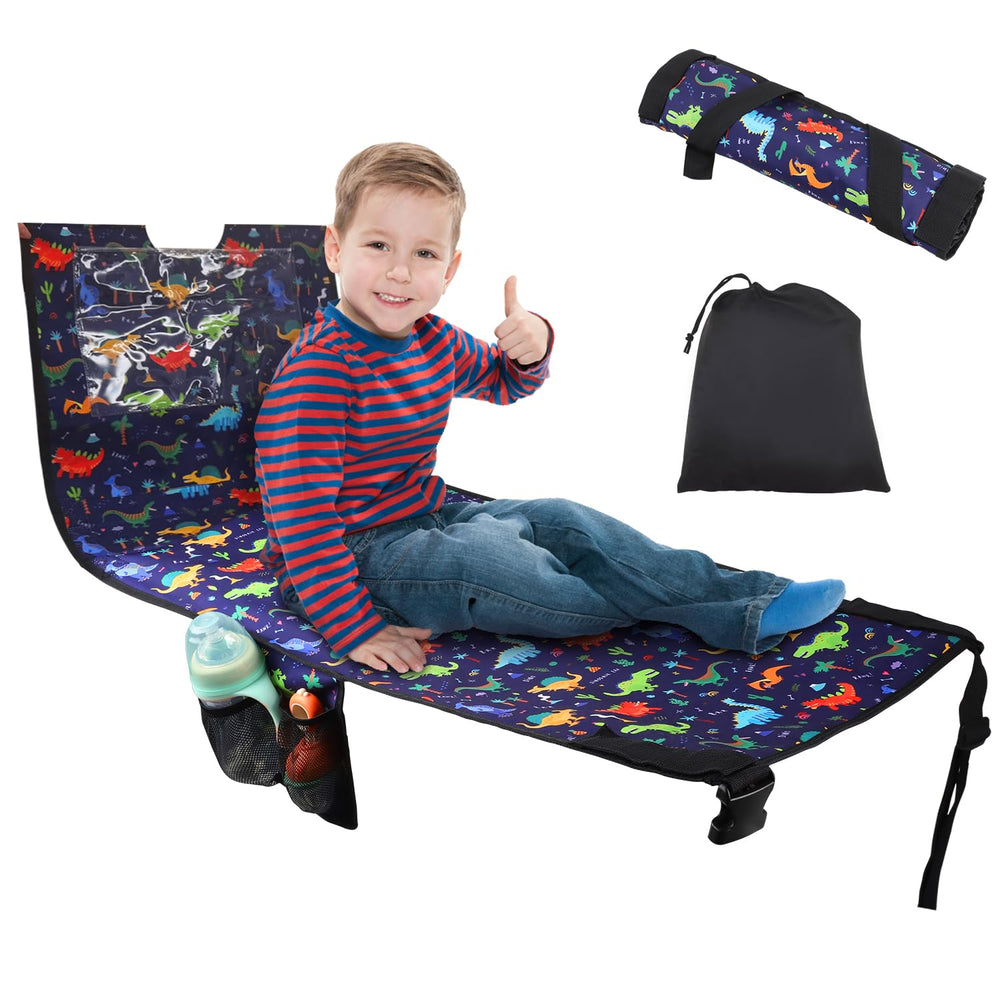 YUMTIM kids airplane seat extender bed folded for compact storage on flights.