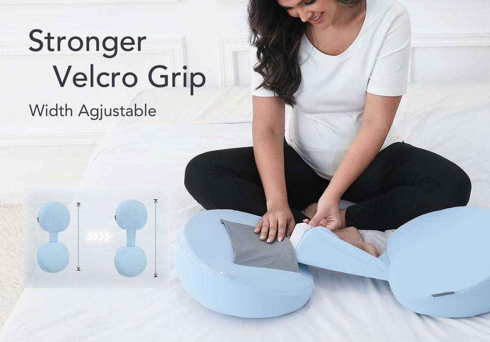Yunari memory foam pregnancy pillow abdominal-back-hip support for comfortable fetal alignment.
