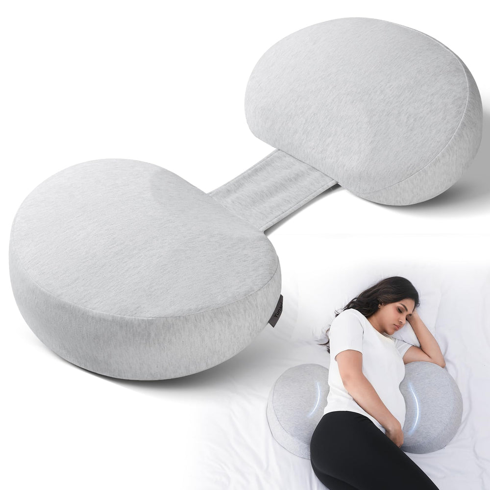 Yunari in-bed-use demonstrates full-body alignment for side sleepers.