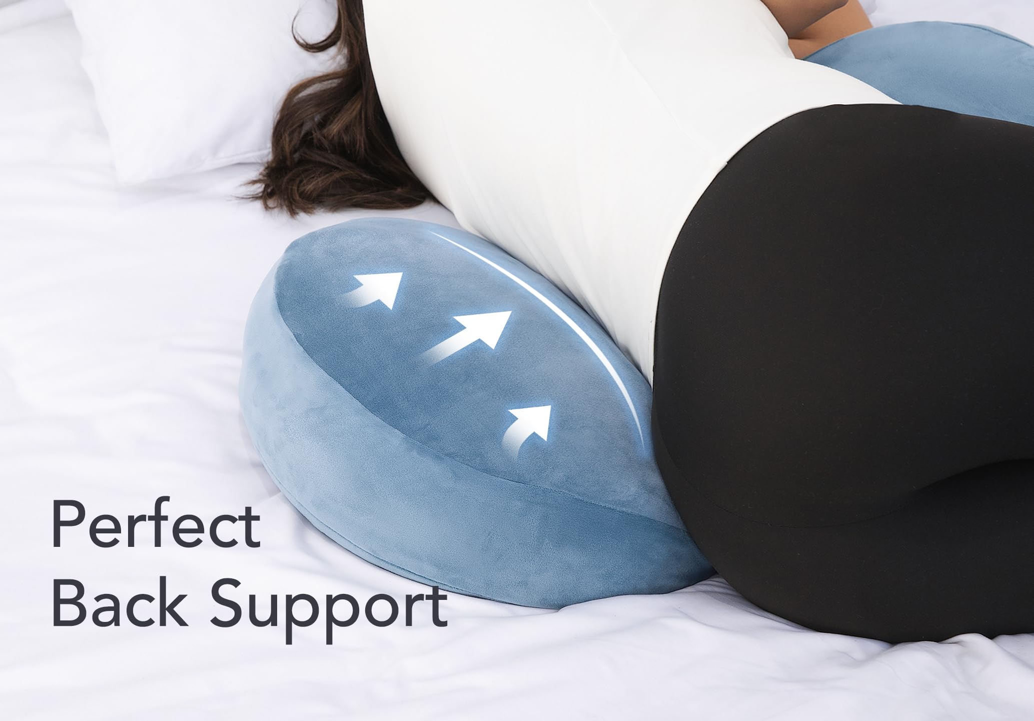 Yunari navy-blue cover is breathable and removable for easy cleaning.