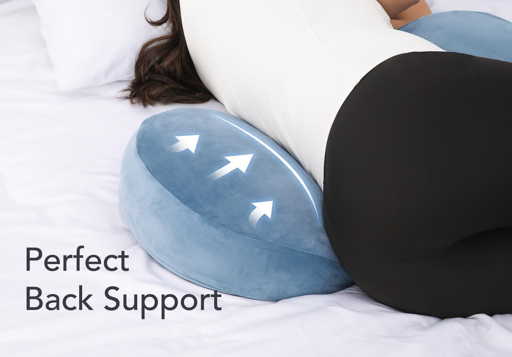 Yunari navy-blue cover is breathable and removable for easy cleaning.