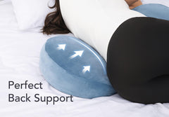 Yunari navy-blue cover is breathable and removable for easy cleaning.
