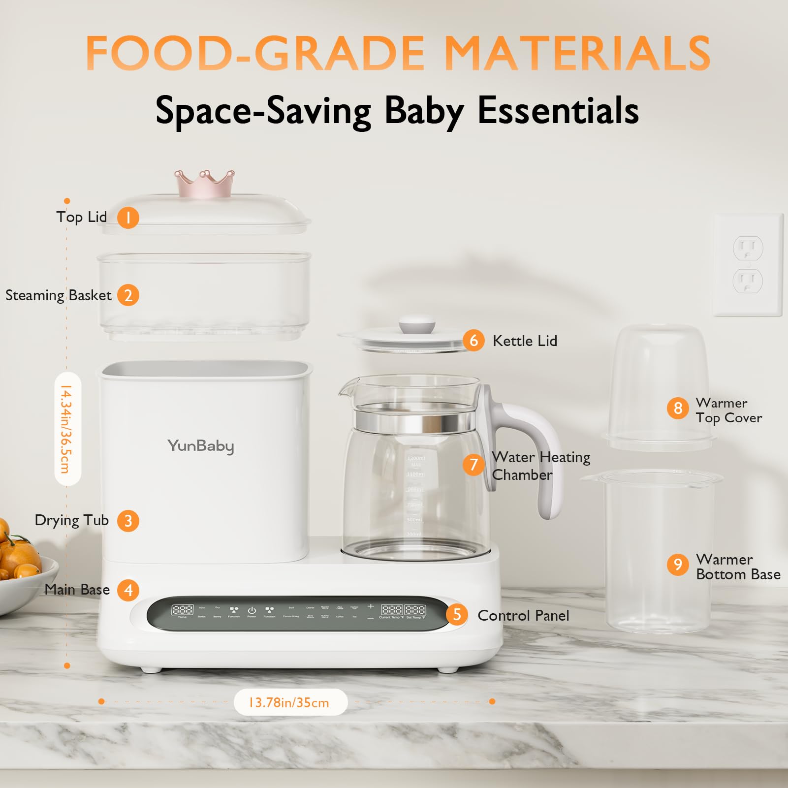 YunBaby bottle warmer steamer demonstrates 5-in-1 efficiency for feeding prep and steaming.