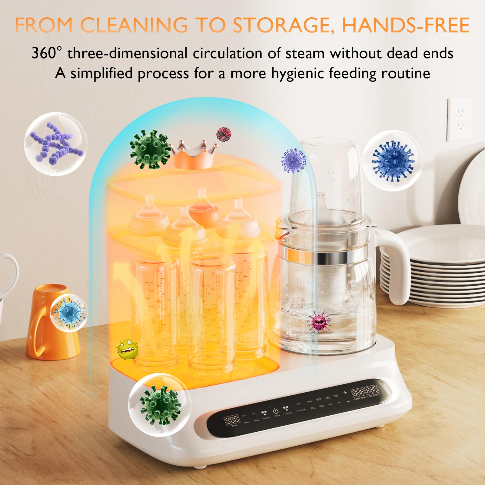 YunBaby precision temperature control warms breast milk and formula safely and evenly.