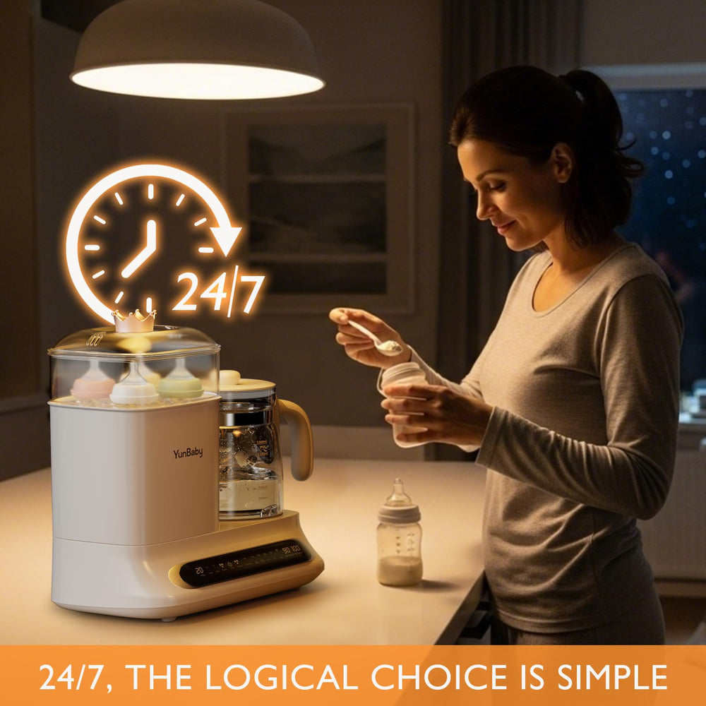 YunBaby smart LCD controls offer easy one-touch presets for different tasks.