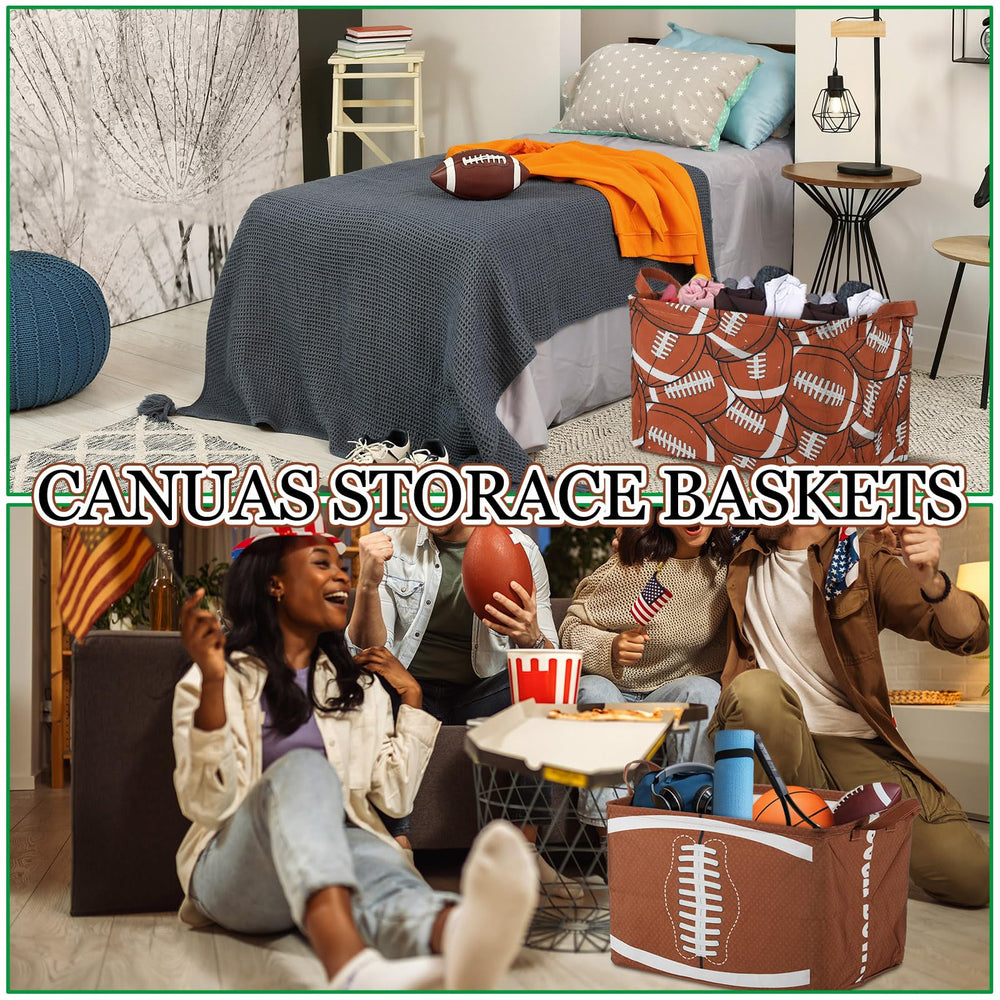 Yungyan collapsible canvas football storage basket saves space when not in use