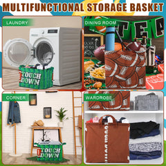 Yungyan football storage basket featuring full ball pattern aids toy organization