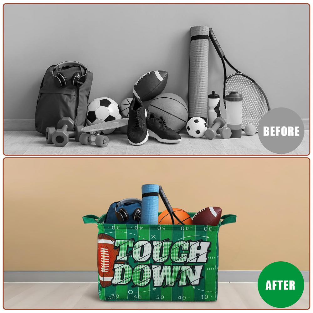 Yungyan football storage basket with handles for easy pull-out from shelves
