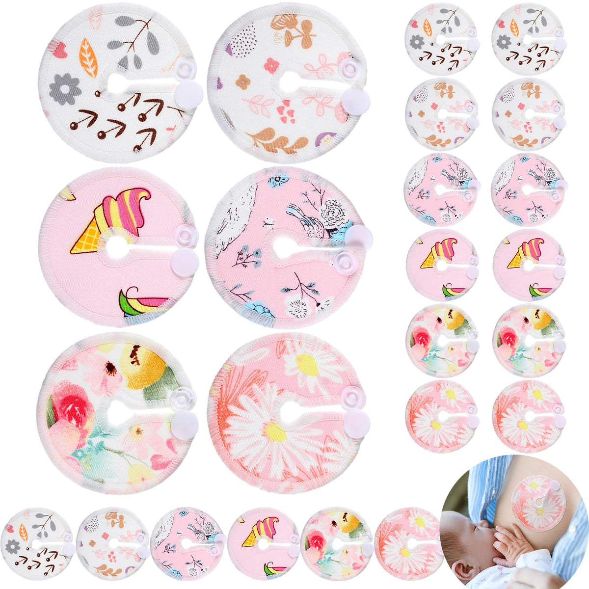 Yungyan G Tube Pads floral design provide soft cotton comfort during feeding
