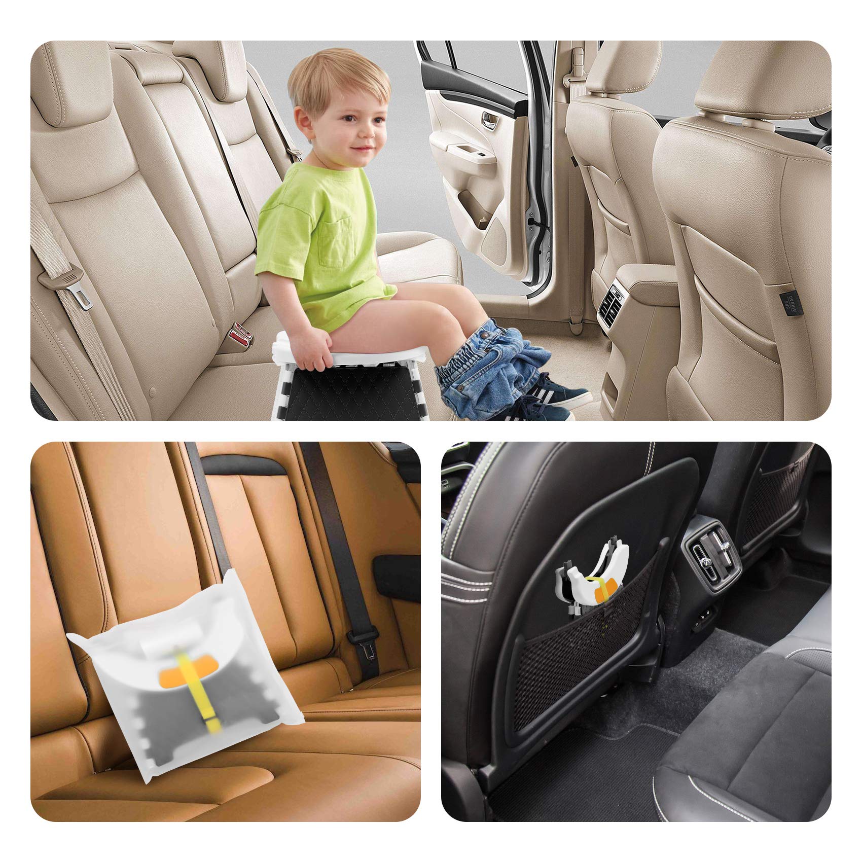 YUNHECAM compact foldable potty seat ready for car trips and quick setup.