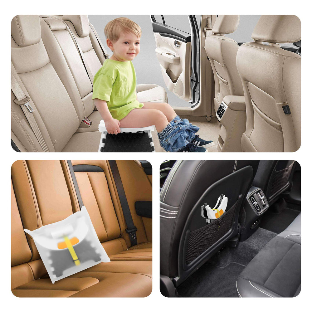 YUNHECAM compact foldable potty seat ready for car trips and quick setup.