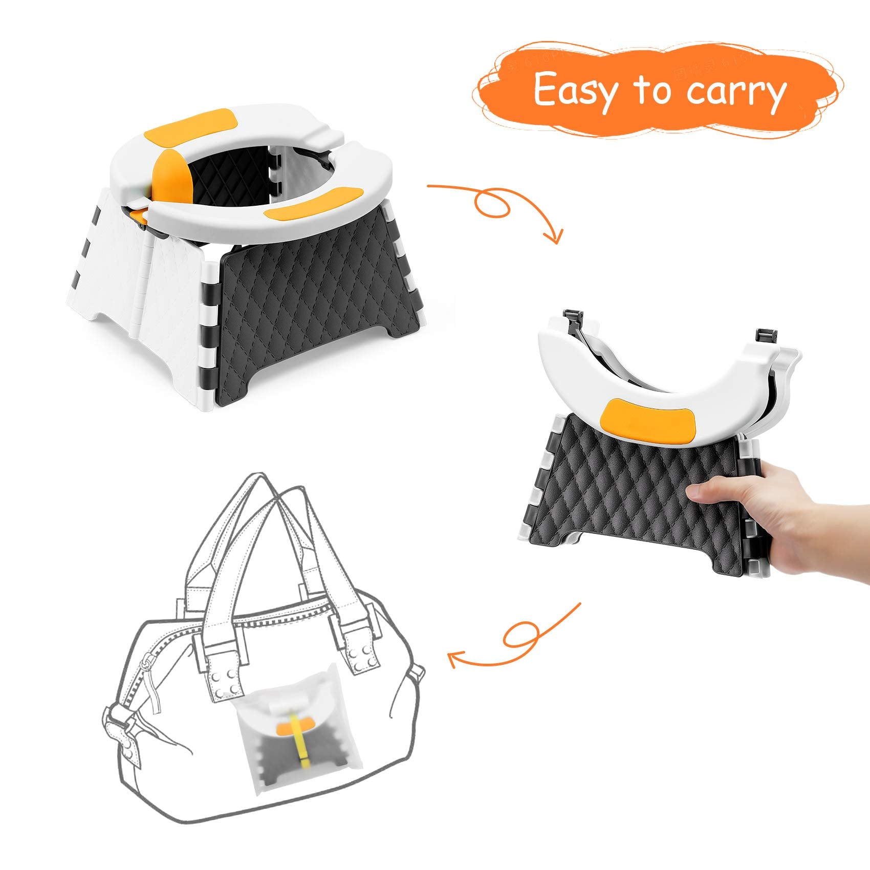 YUNHECAM potty seat in use outdoors during camping for on-the-go potty training.