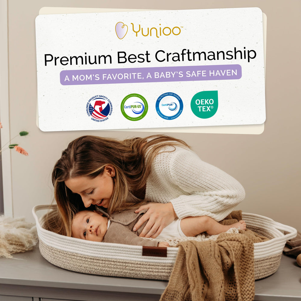 Yunioo boho nursery decor pairs with baskets for stylish baby space.