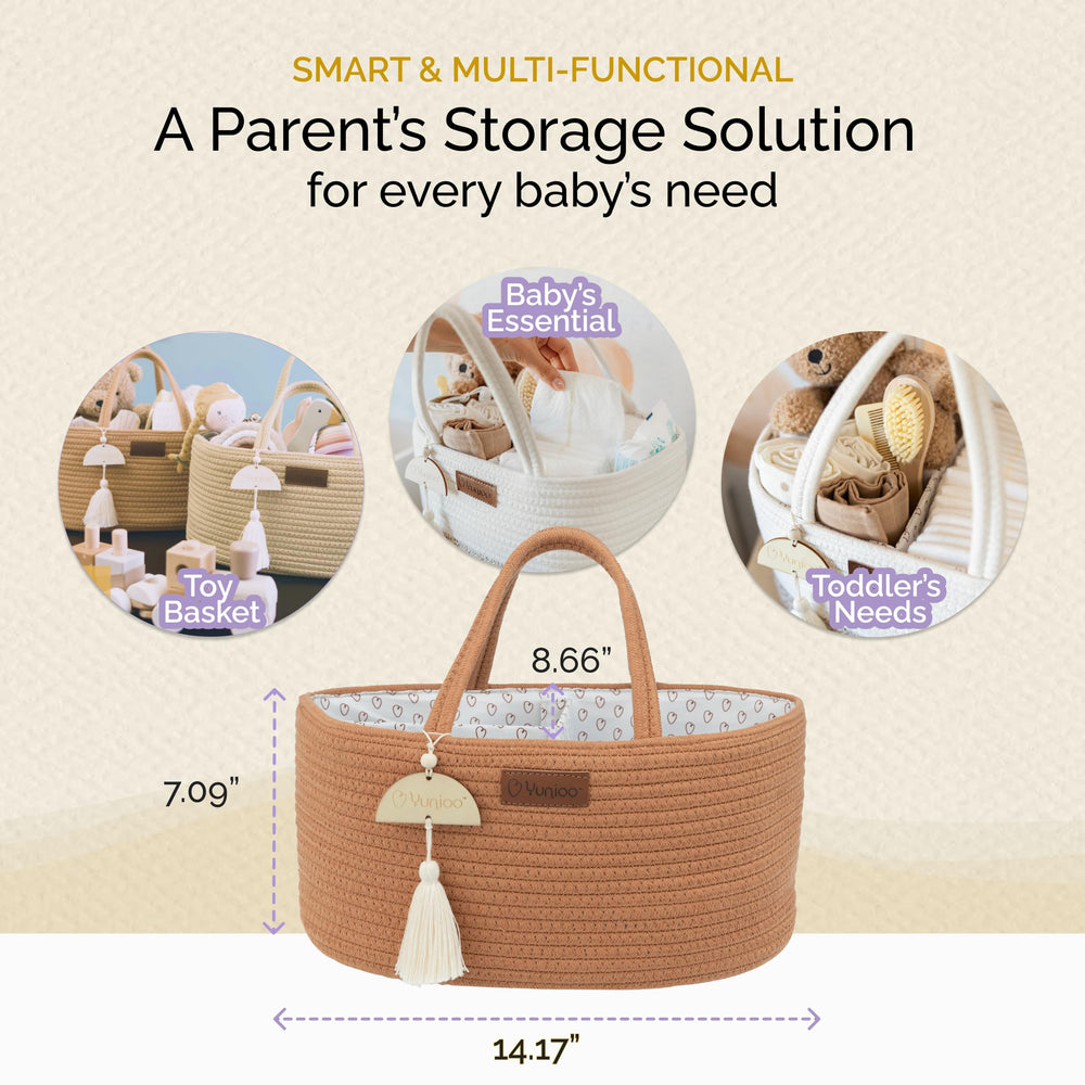 Yunioo diaper caddy inner lining with cotton rope adds a stylish, durable touch.