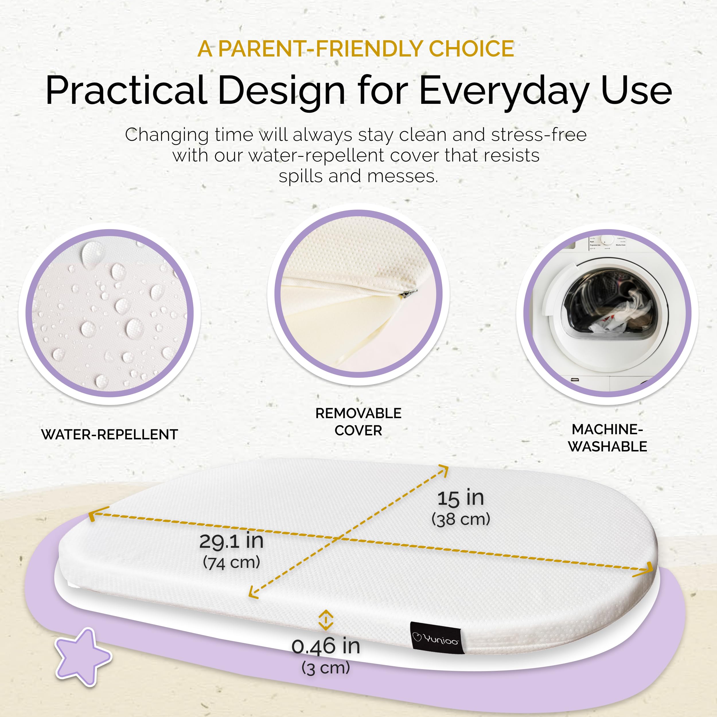 Yunioo oval mattress 29x15 inch fits many changing stations