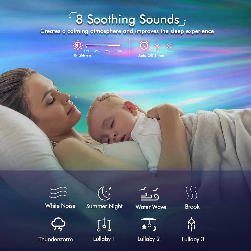 YunLone white noise lullabies support calm bedtime routines.