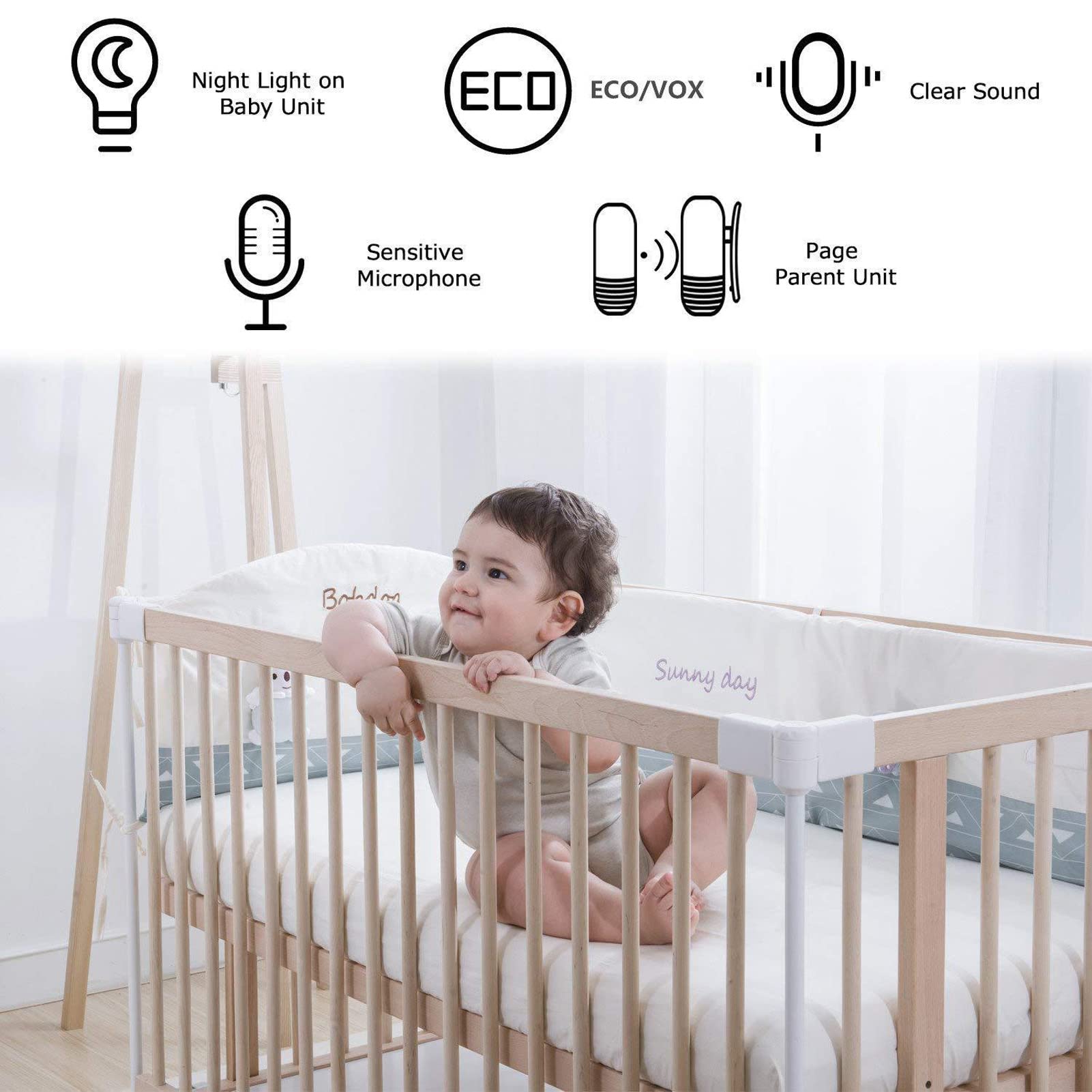 Yunseity monitor noise detection highlights when baby makes sound
