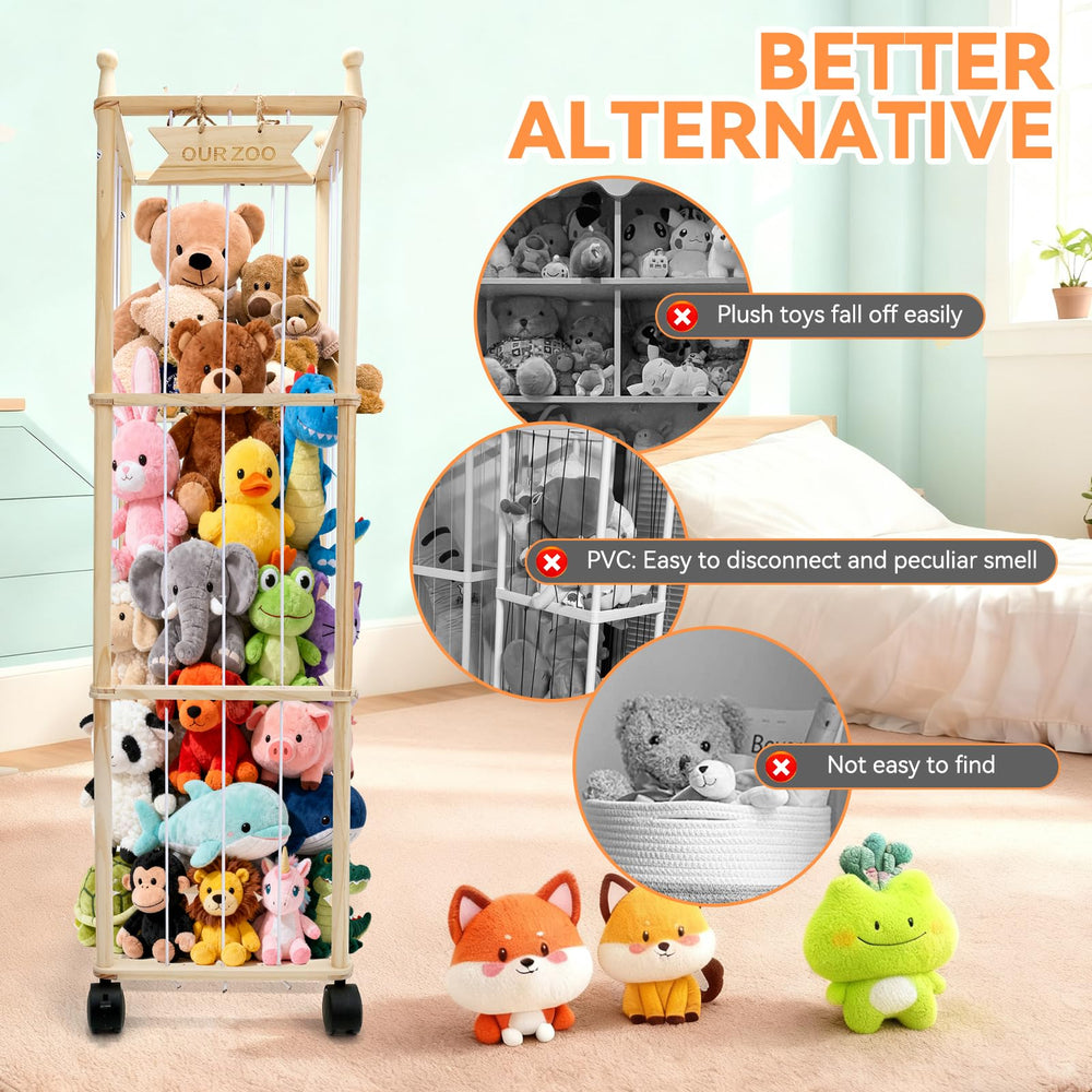 YunSheCSBS stuffed animal storage wooden frame closeup highlights sturdy construction