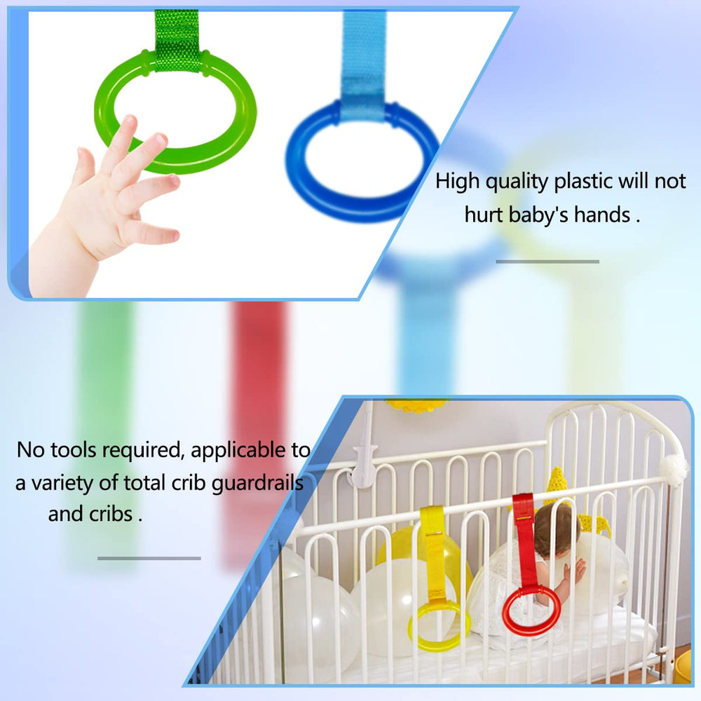 Yuntop orange stand-up rings pair with infant cribs for versatile use.