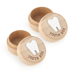 Yuntop Tooth Fairy Box top view with 3D tooth engraving for kids' keepsakes.
