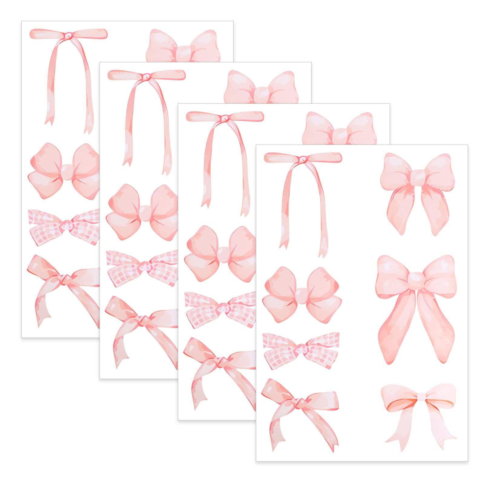 Yuomeaz bow wall sticker sheet in pink watercolor for cheerful living room decor.