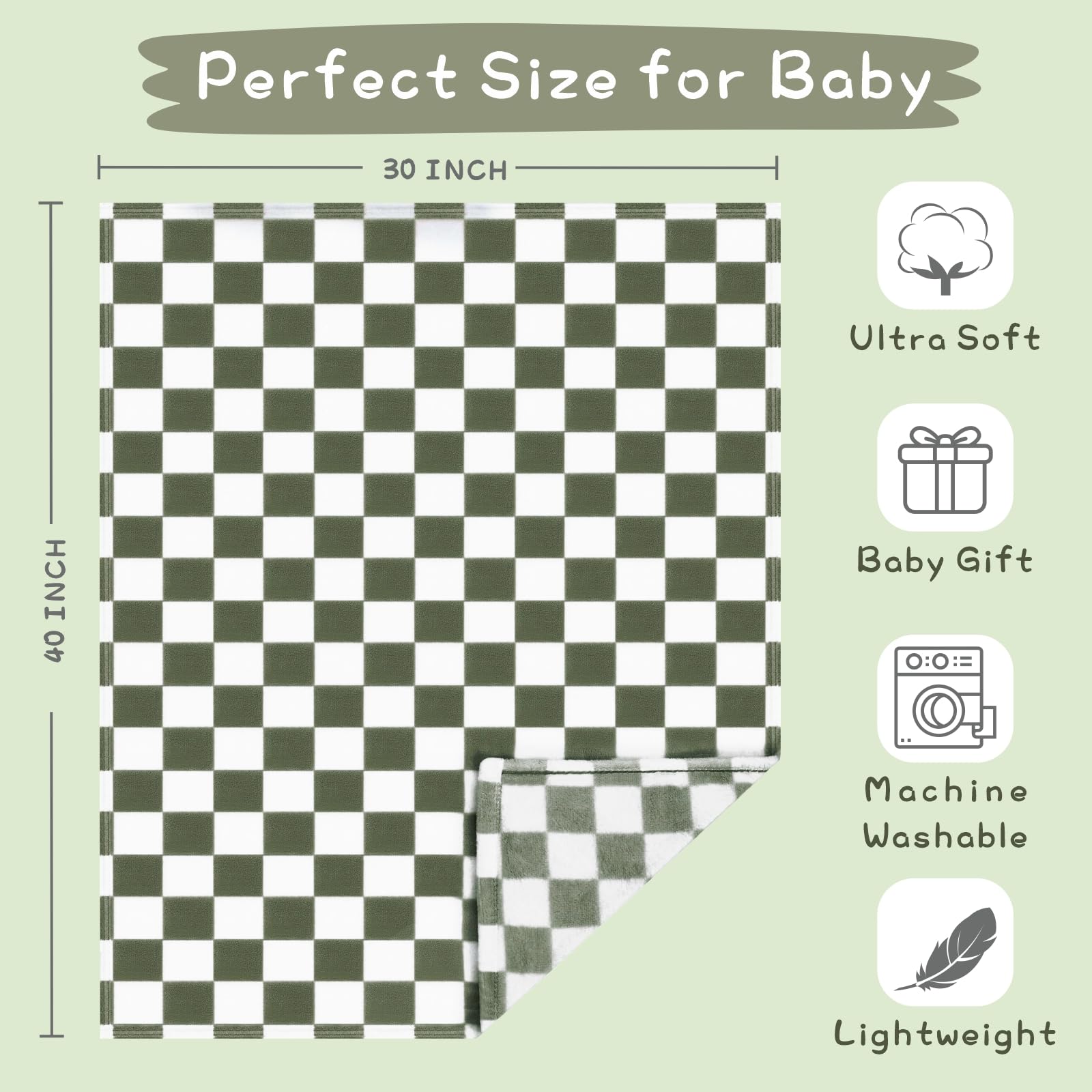 Yurhap checkered baby blanket 30x40 size shown for crib use