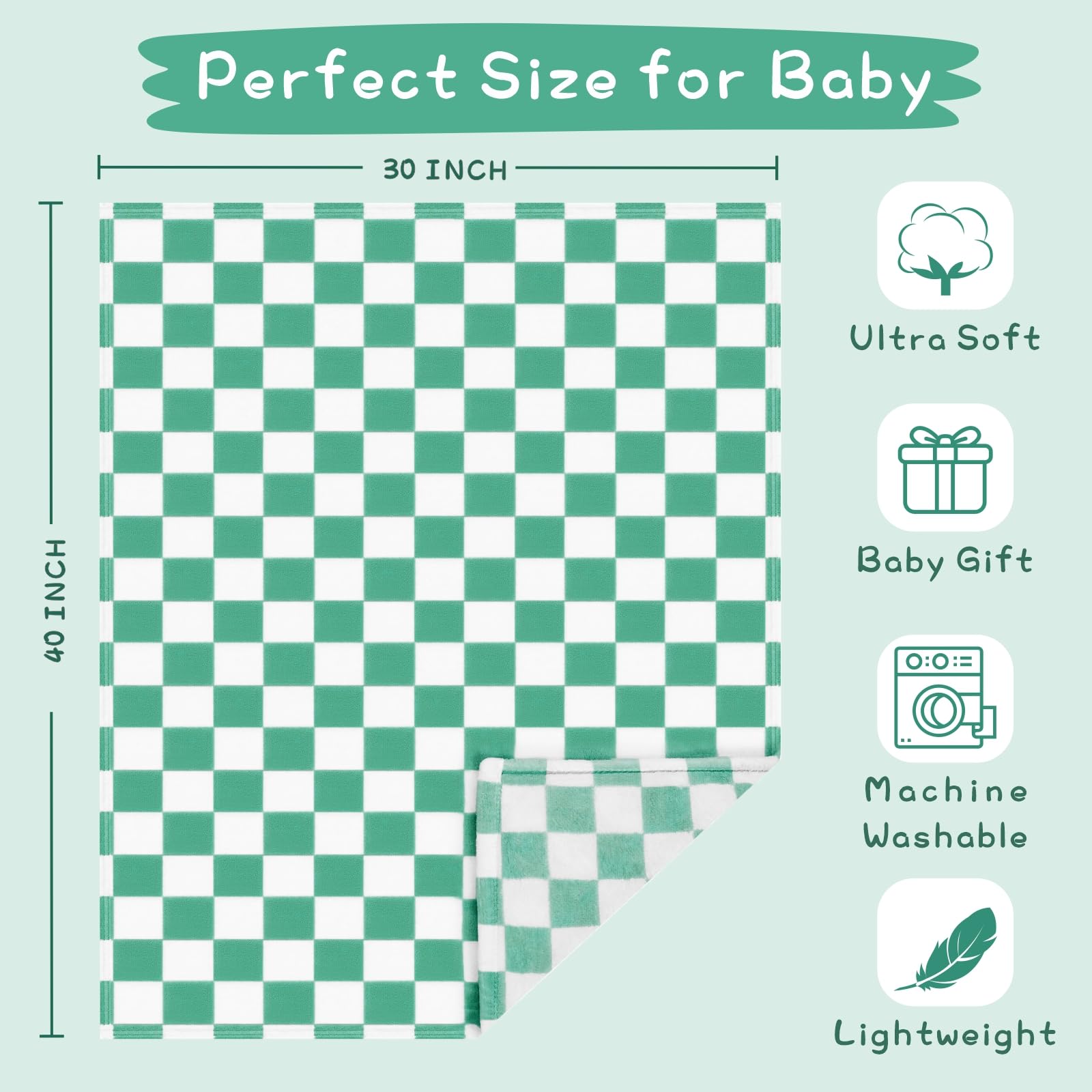 Yurhap checkered baby blanket nursery image emphasizes soft texture for cuddle.