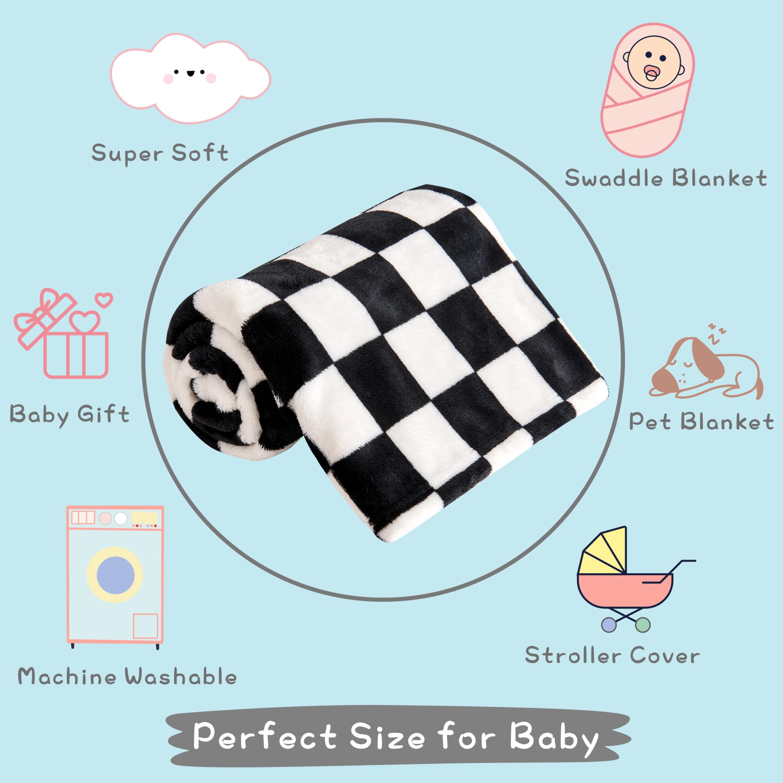 Yurhap checkered baby blanket machine-wash friendly care