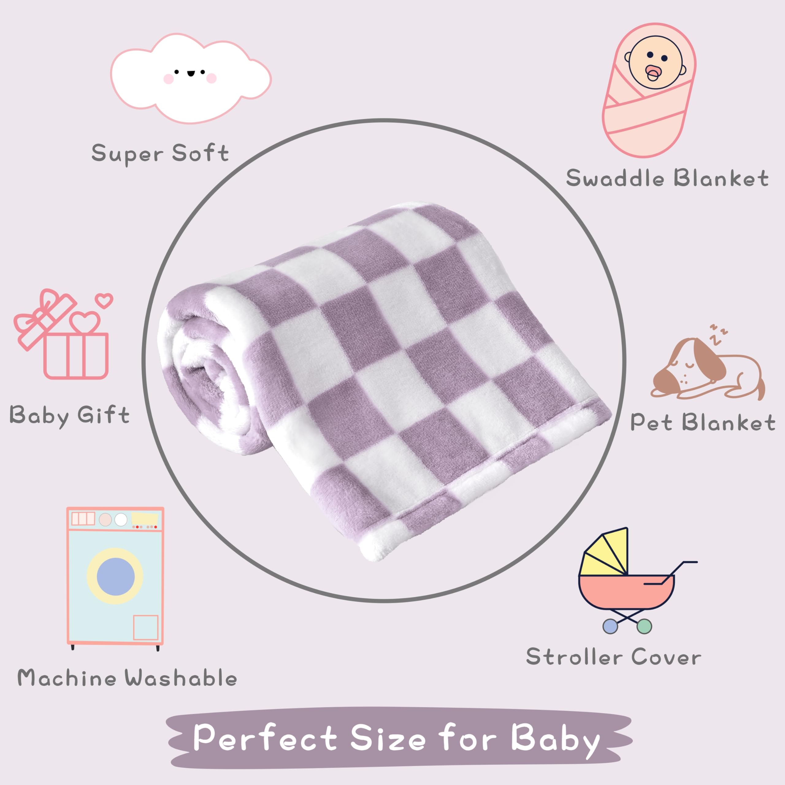 Yurhap gift-ready purple checkered blanket suitable for baby showers.
