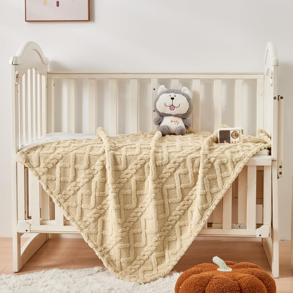 Yurhap Sherpa blanket in crib and car seat setup illustrating versatile baby care.