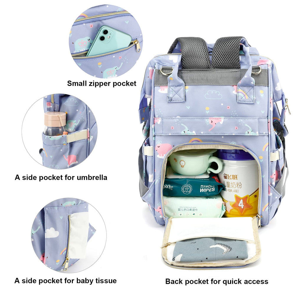 Yusudan Elephant Diaper Bag Backpack insulated bottle pockets keep bottles warm