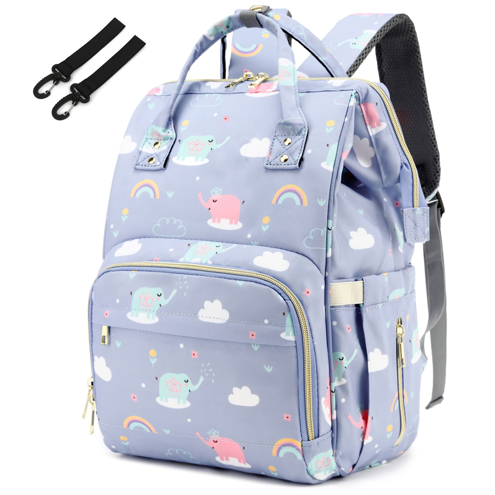 Yusudan Elephant Diaper Bag Backpack main compartment for quick baby essentials access