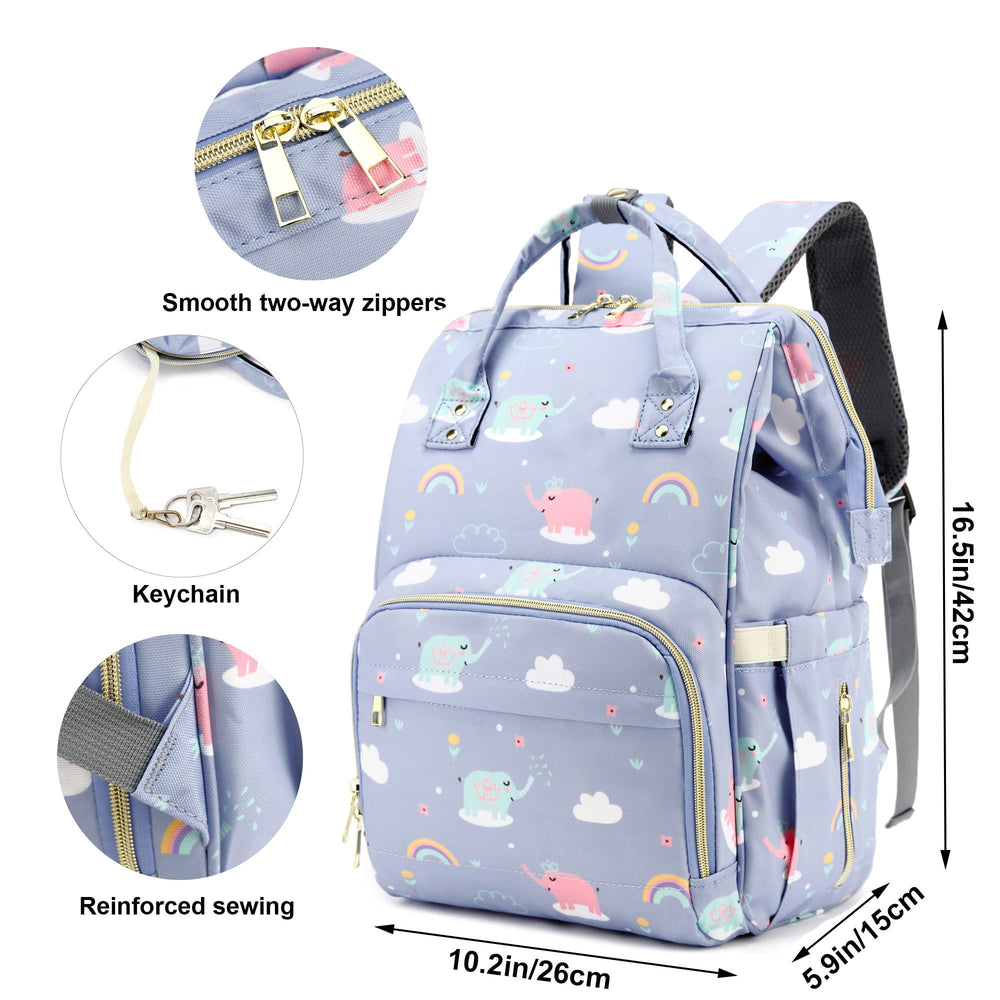 Yusudan Elephant Diaper Bag Backpack stroller strap option for hands-free mobility