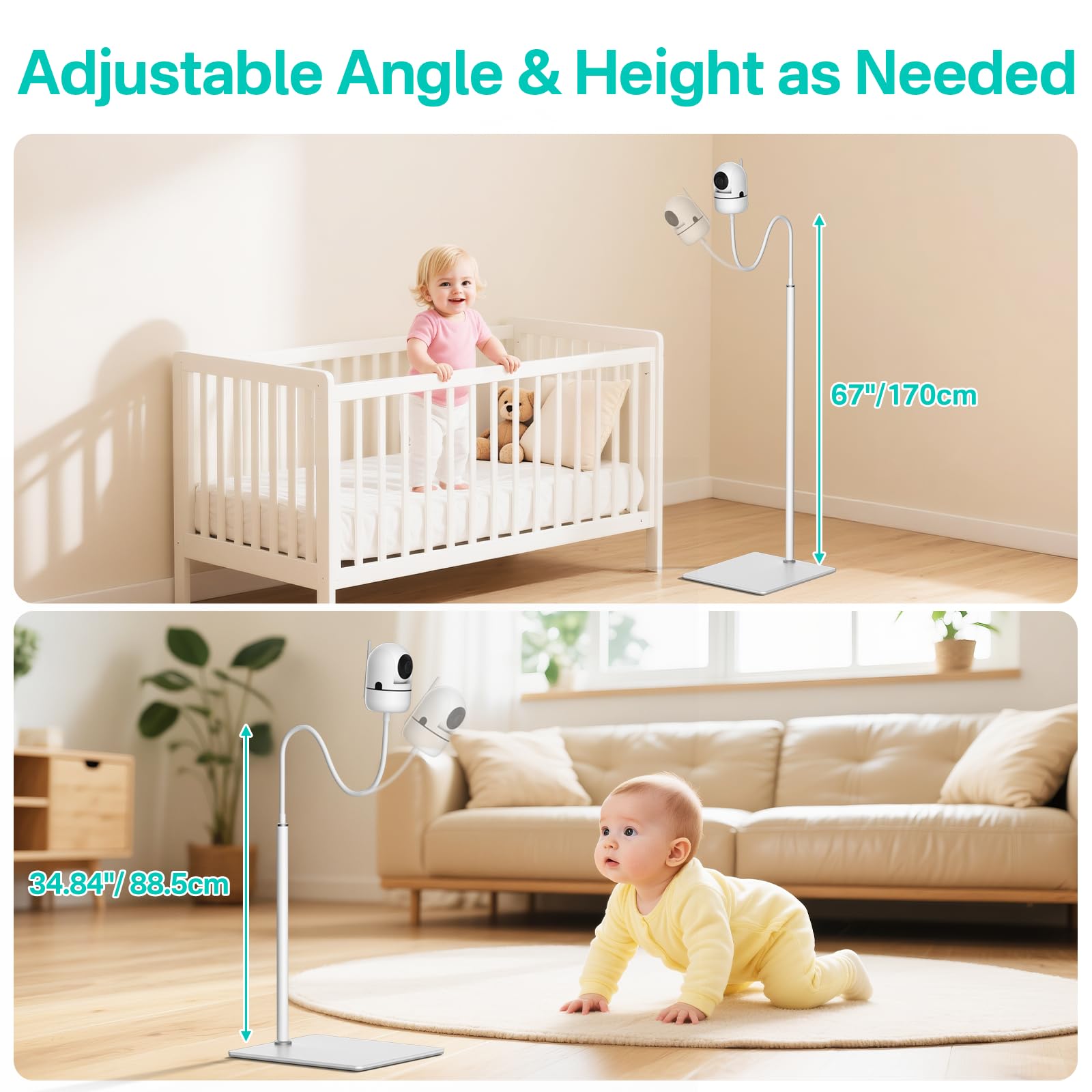 Yususipa height adjustable stand gooseneck view captures flexible neck for precise angles