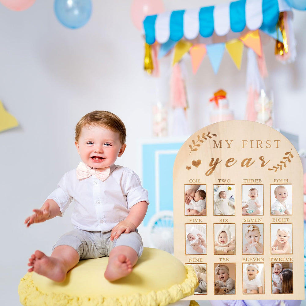 Yuuchoringee twelve-months layout tracks baby's growth in a single display