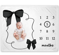 Yuzioey Black Bow Milestone Blanket design shows vivid print for lasting baby photos.