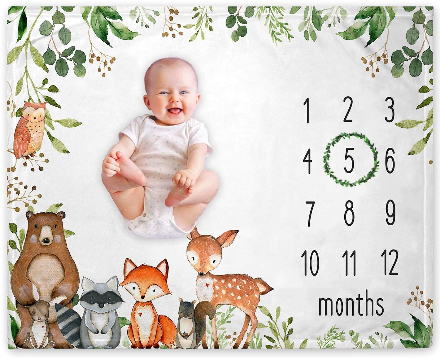 Yuzioey Woodland milestone blanket forest design, ideal photo backdrop
