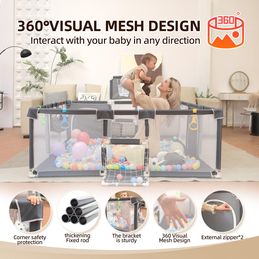 YVDRG Playpen safety design image emphasizes sturdy materials and non-slip base