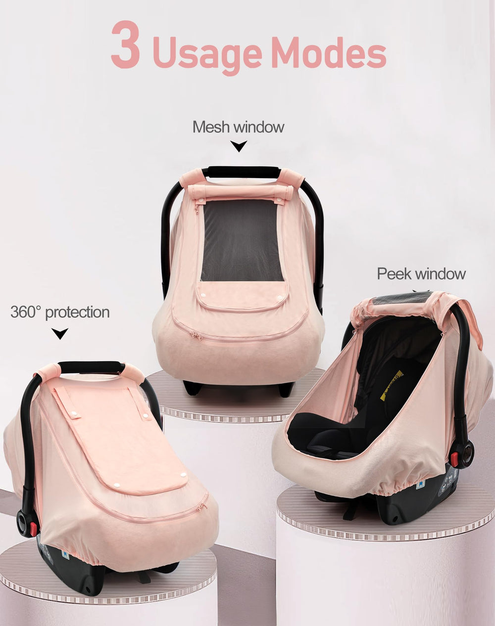 YVMVDV pink zip-access design allows quick baby access.