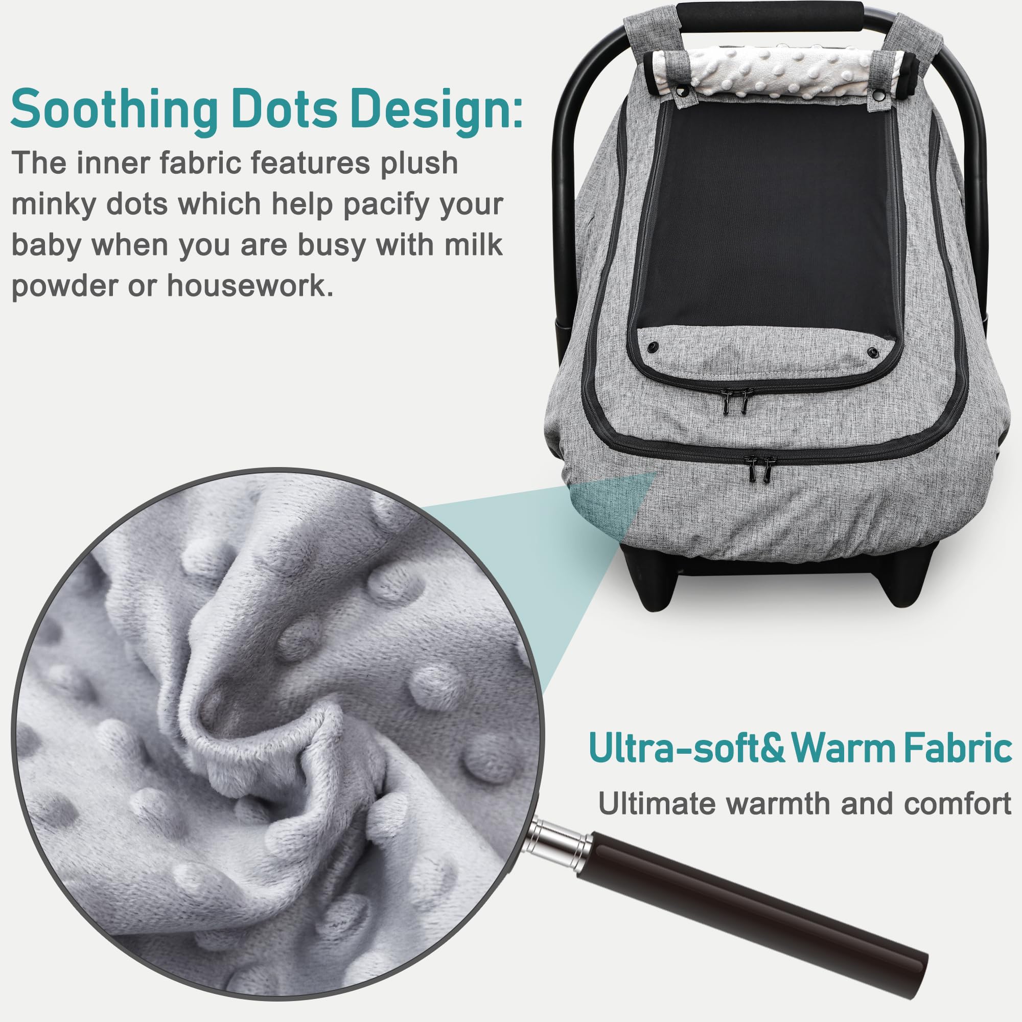 YVMVDV soft inner minky dot fabric closeup gentle touch