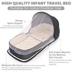 YVMVDV travel bassinet with mosquito net protects baby during outings.